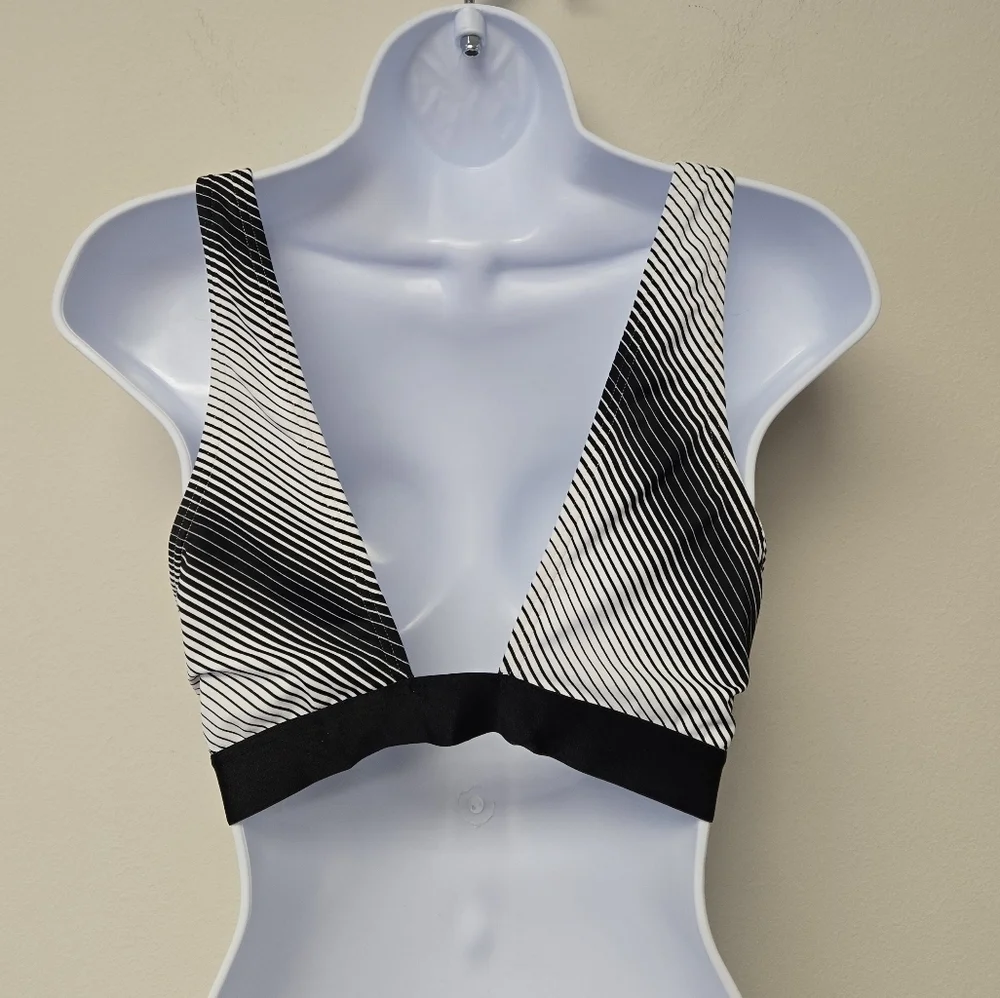 Victoria's Secret Stripe Sports Bra Black White L